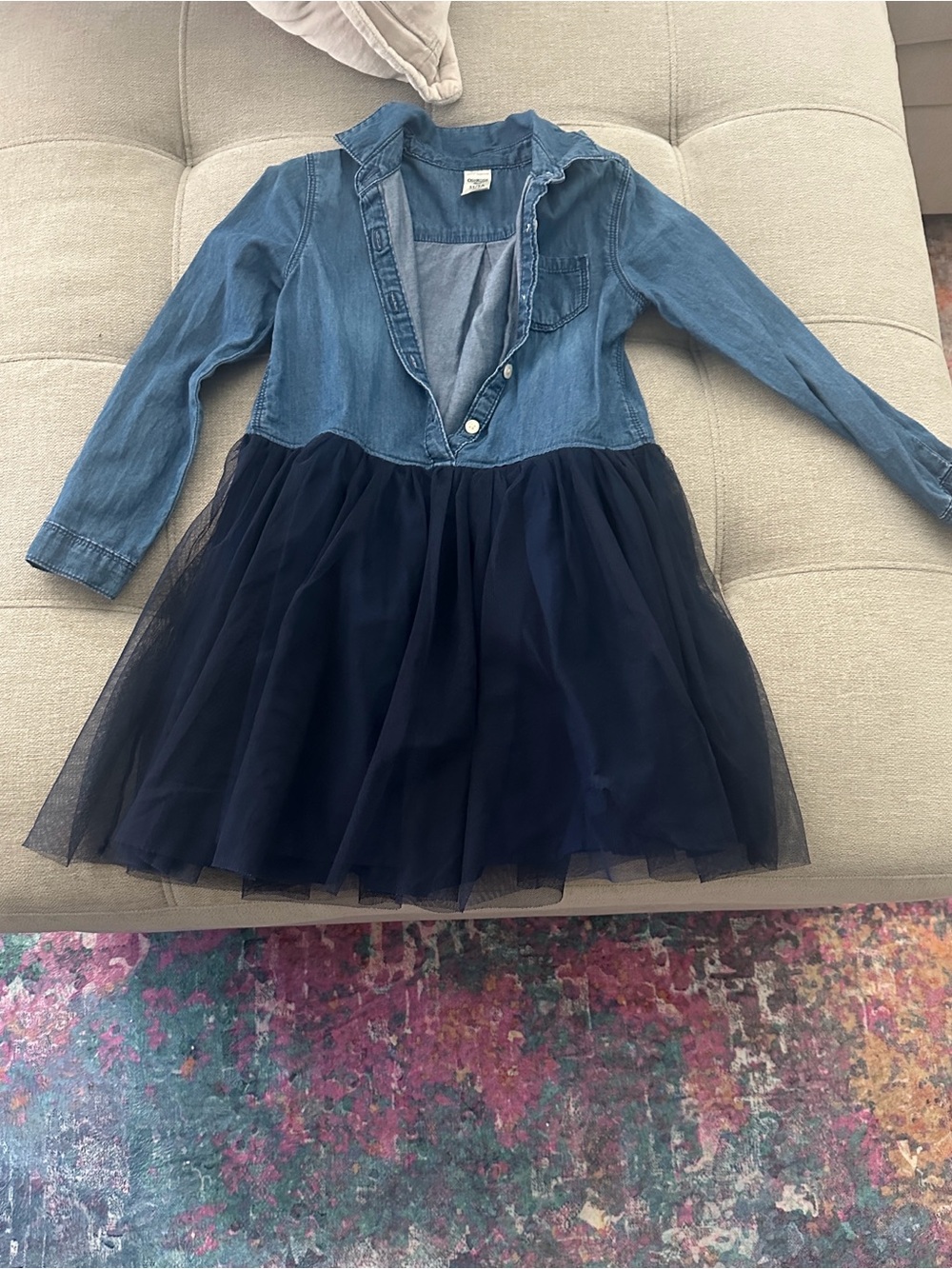 OshKosh B'gosh Denim Top with Navy Tulle Skirt Girls Dress